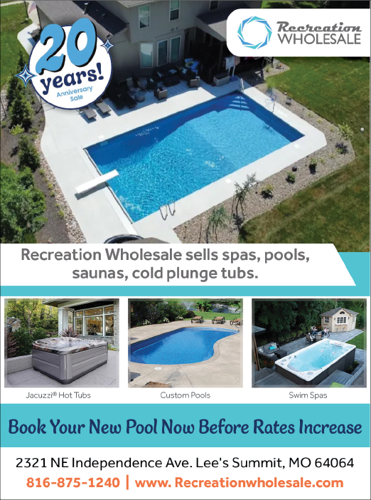 A flyer advertises a pool and spa business, featuring a large blue pool and a house in the background. AI generated content