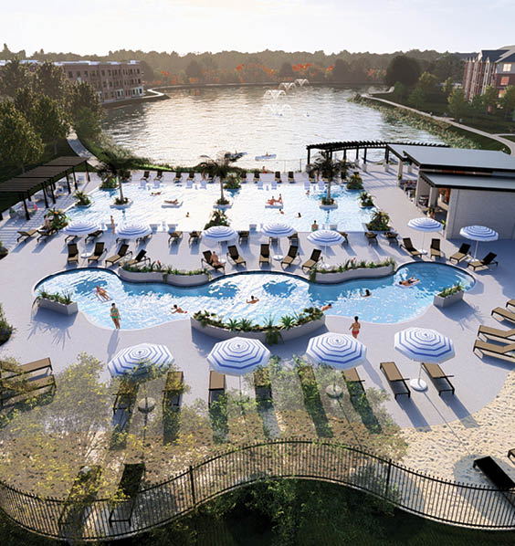 A large swimming pool with a fence around it. AI generated content
