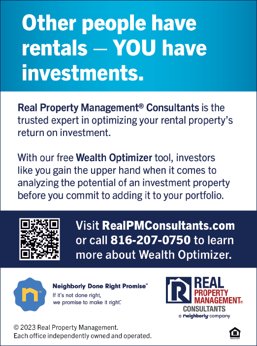 A blue and white advertisement for Real Property Management Consultants. AI generated content