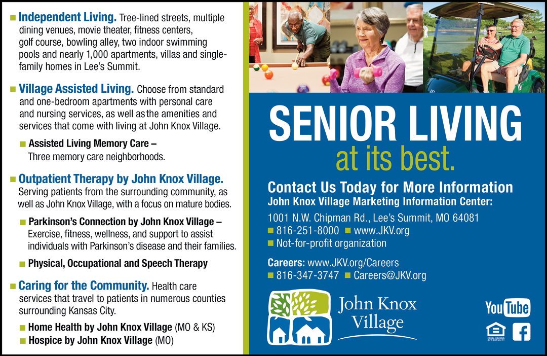 A flyer advertises senior living at John Knox Village. AI generated content
