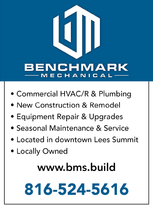 A blue and white advertisement for Benchmark Mechanical. AI generated content