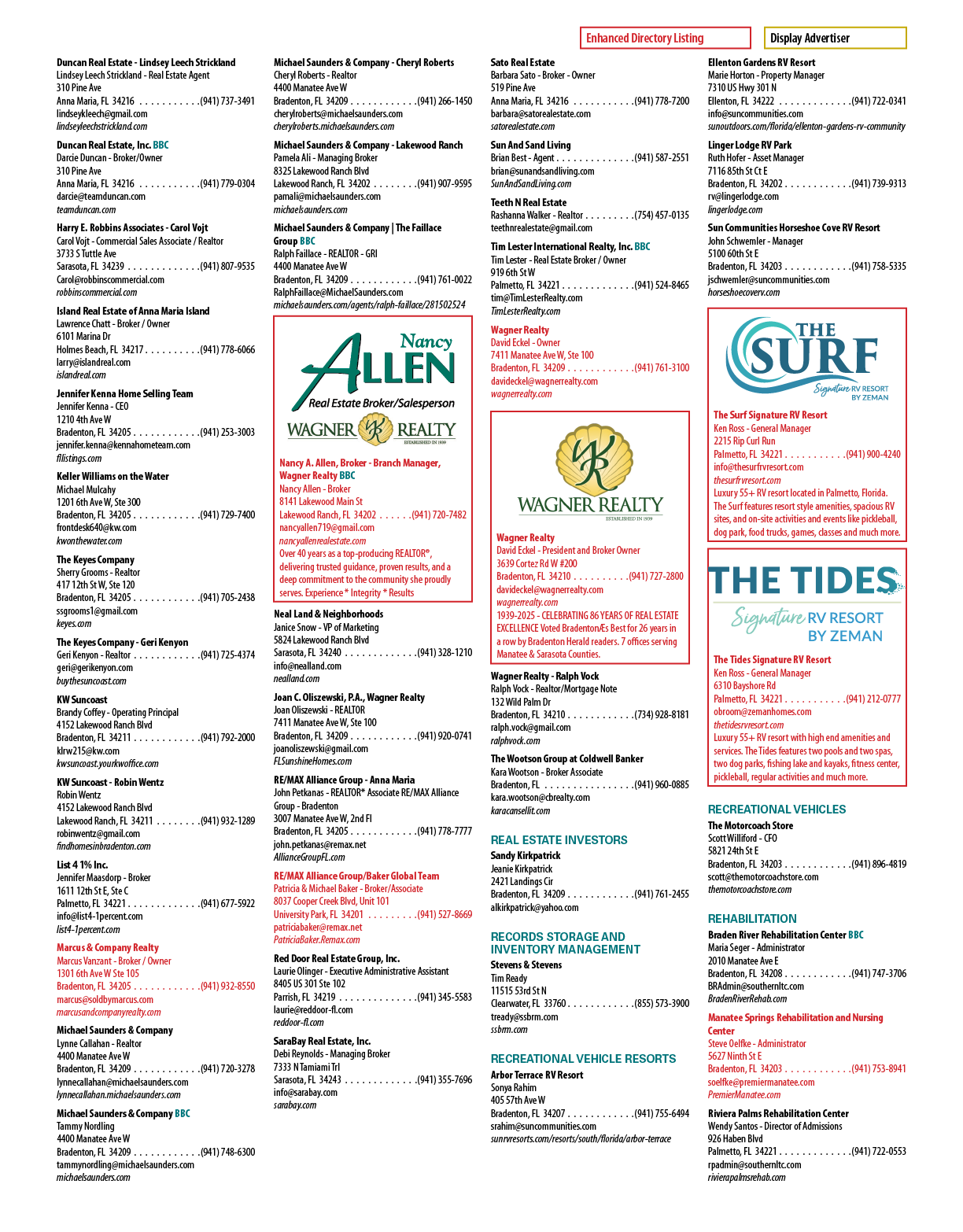 A list of businesses is displayed, including Allens, Wagners, and Surf. AI generated content