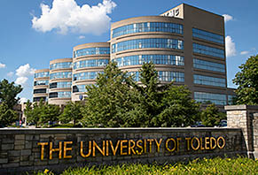 Building exteriors of the University of Toledo Medical Center (UTMC) in Summer