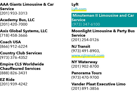 AAA Giants Limousine & Car Service (201) 933 3313 Academy Bus, LLC (201) 420 7000 Axis Global Systems, LLC (718) 458 ...