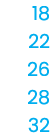 18 22 26 28 32