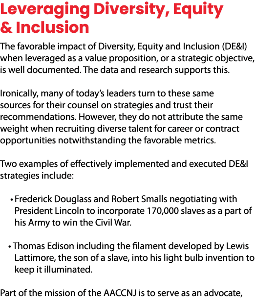  Leveraging Diversity, Equity & Inclusion The favorable impact of Diversity, Equity and Inclusion (DE&I) when leverag...