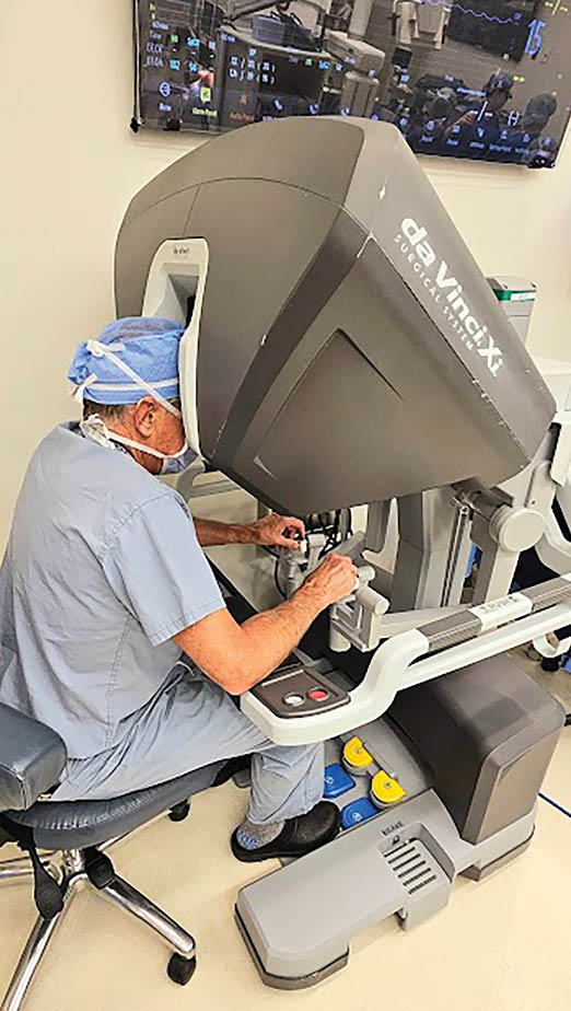 A man in a blue hat is sitting in a chair and operating a machine. AI generated content