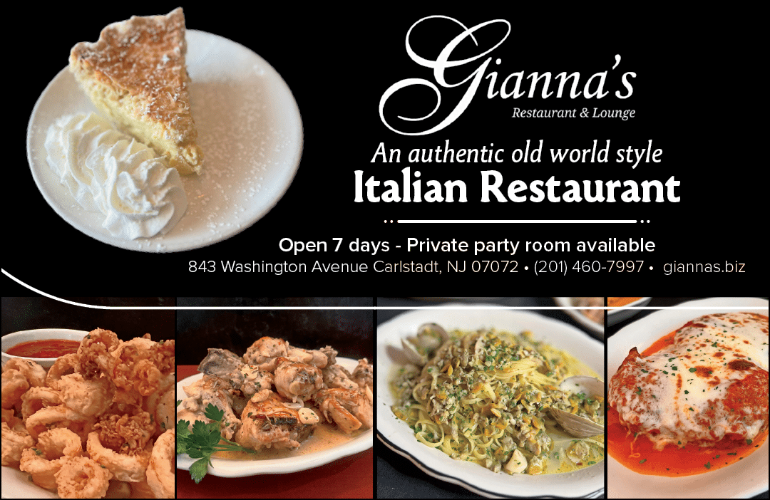 An advertisement for Gianna's Italian Restaurant features a variety of food items, including pizza, pasta, and desserts. The image is set in a restaurant and showcases the different dishes available. AI generated content