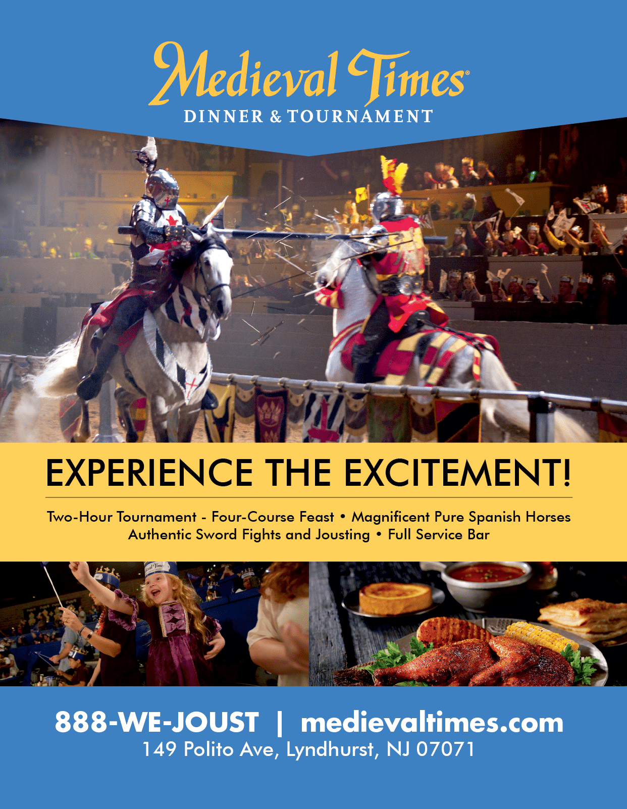 Medieval Times Dinner & Tournament offers an exciting experience with two-hour tournaments, four-course feasts, and magical performances. AI generated content