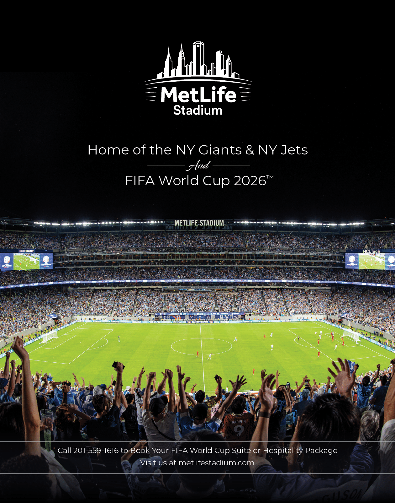 A stadium advertisement for the New York Giants and New York Jets. AI generated content