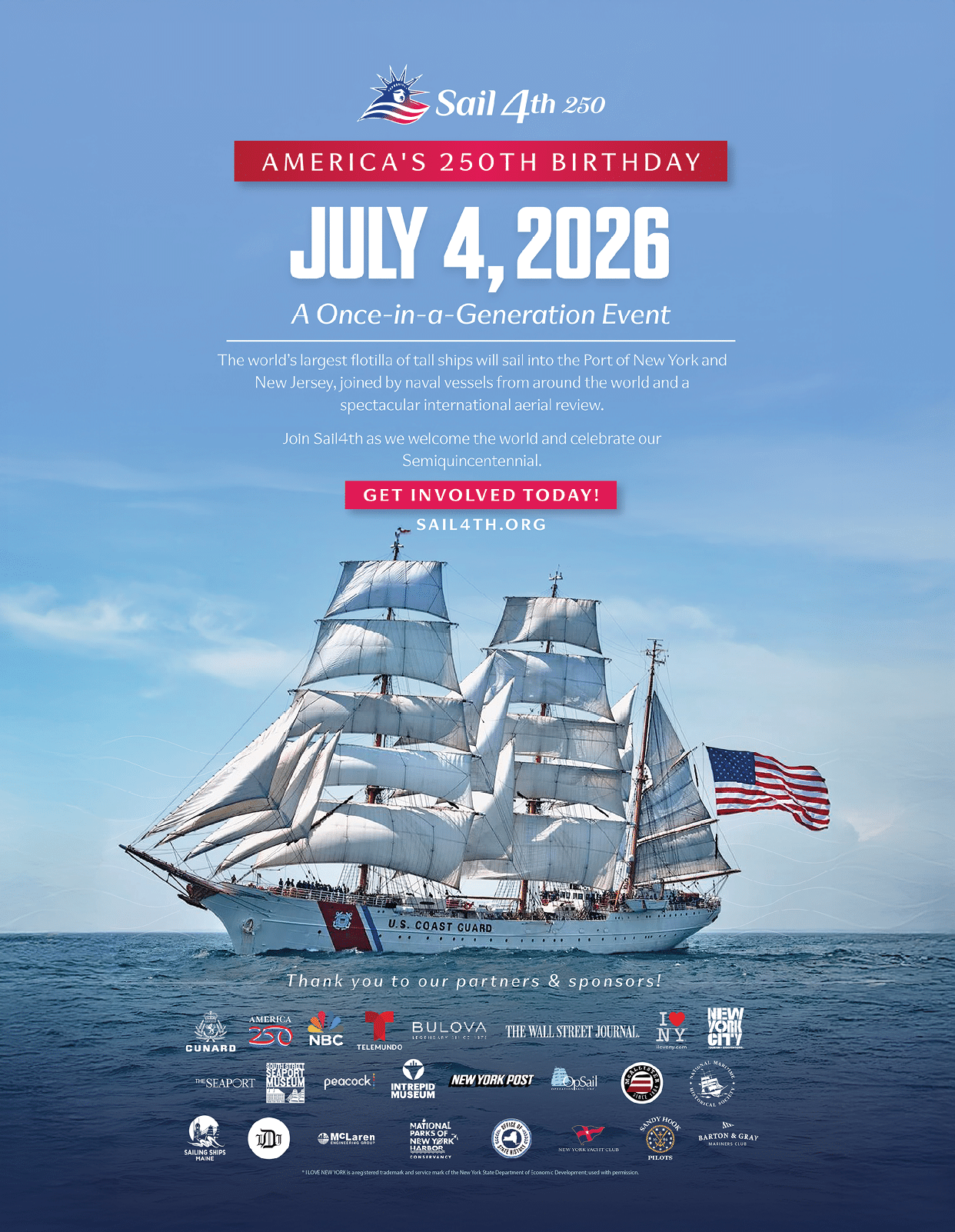 A sailboat with a flag on it is shown on a poster advertising a sailing event. AI generated content