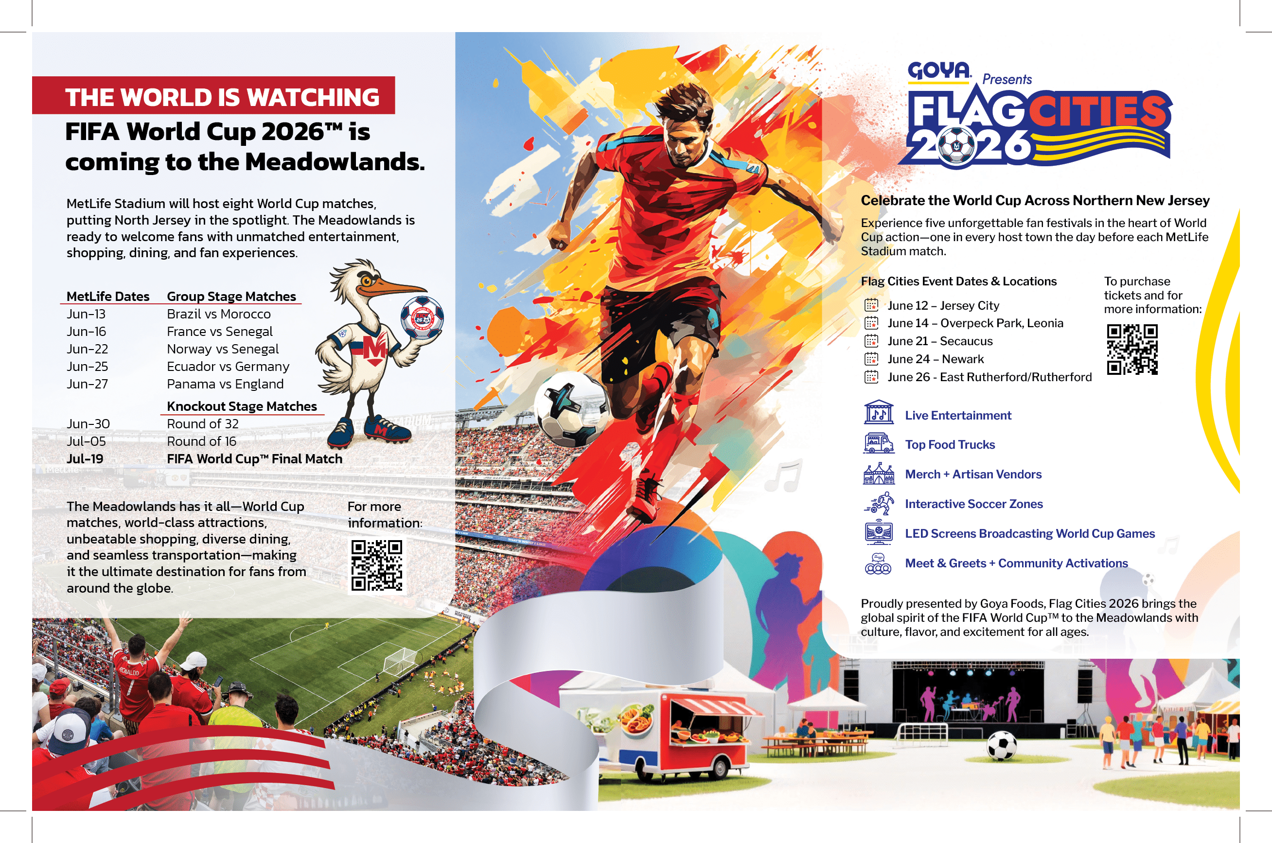A colorful advertisement for the FIFA World Cup 2020, featuring a soccer player in action. AI generated content