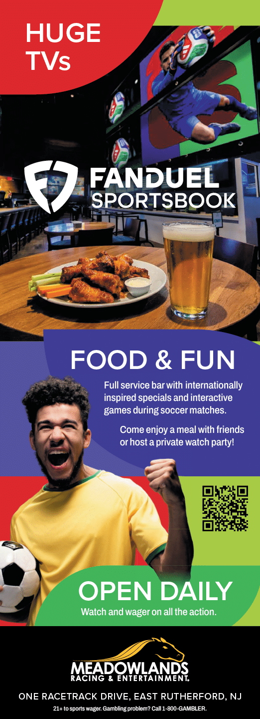 A large advertisement for a sports book and restaurant. AI generated content
