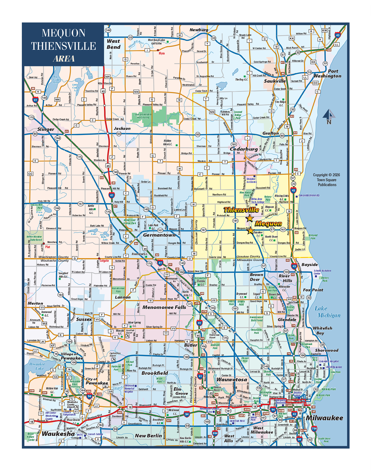 A map of the city of Mequon, Wisconsin. AI generated content