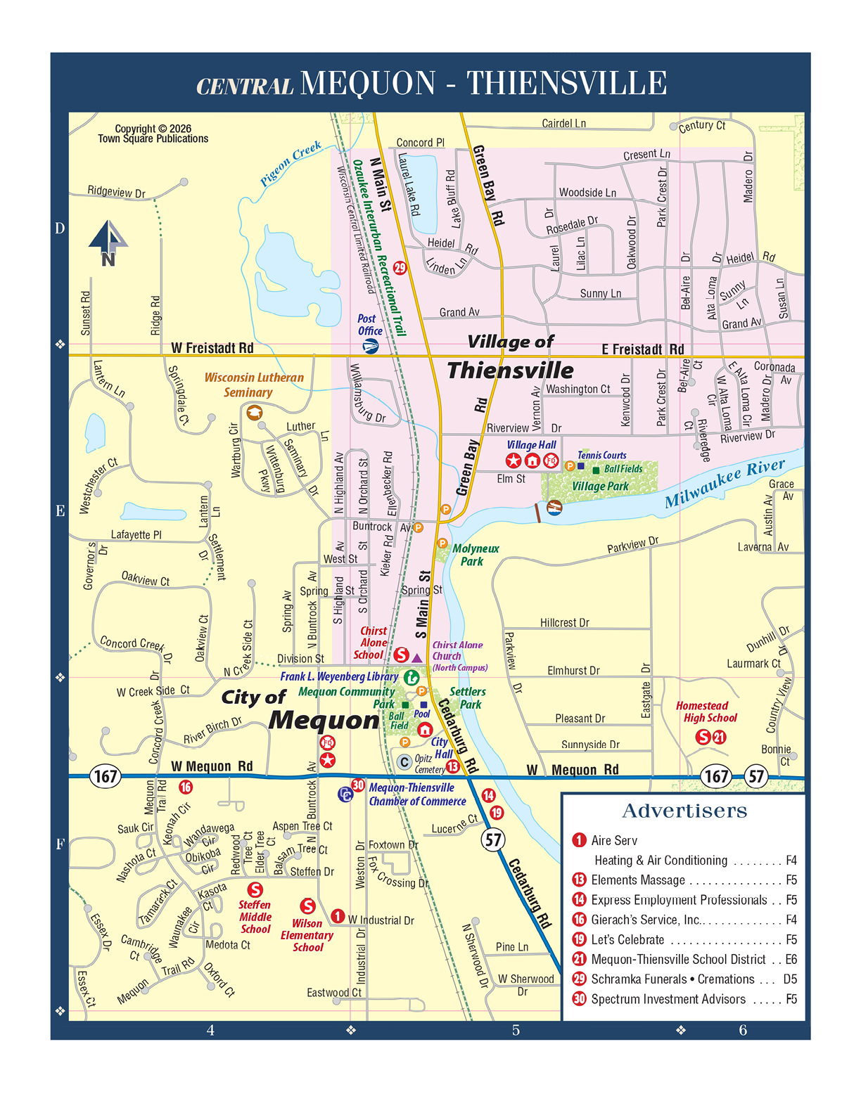 A map of the central Mequinon-Thiensville area. AI generated content