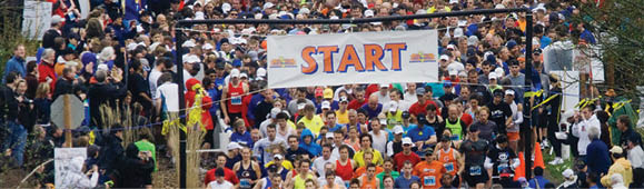Runners start the annual Mercer Island rotary Half Marathon event on Mercer Island on Sunday, March 21, 2010.