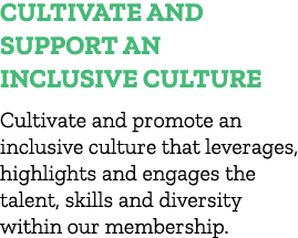 Cultivate and Support an Inclusive Culture Cultivate and promote an inclusive culture that leverages, highlights and ...