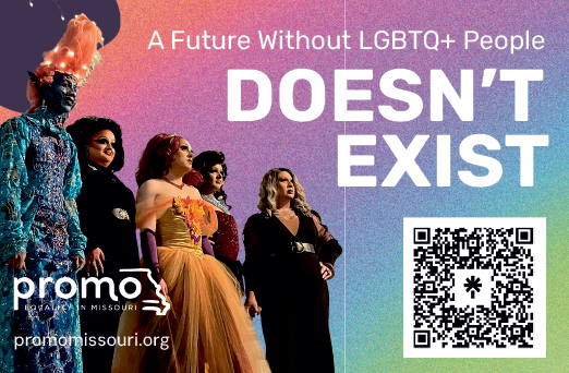 A group of people standing in front of a rainbow. Description generated by AI