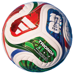 A soccer ball with a green and white design. Description generated by AI