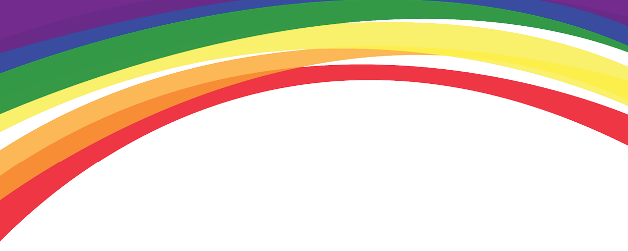 A rainbow colored stripe on a white background. Description generated by AI