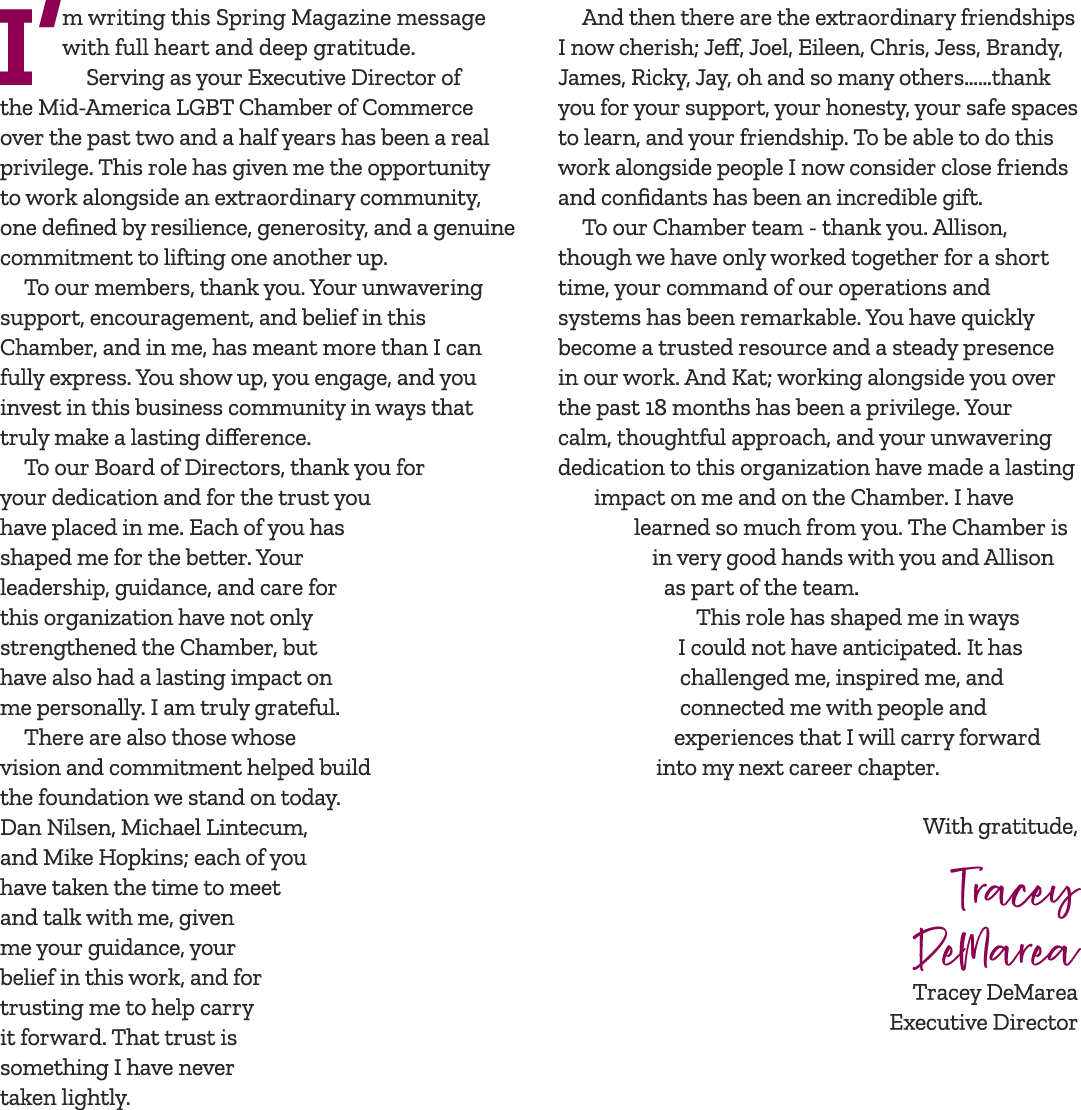 I’m writing this Spring Magazine message with full heart and deep gratitude. Serving as your Executive Director of th...