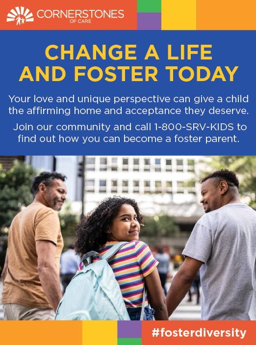 A colorful advertisement for foster care. Description generated by AI