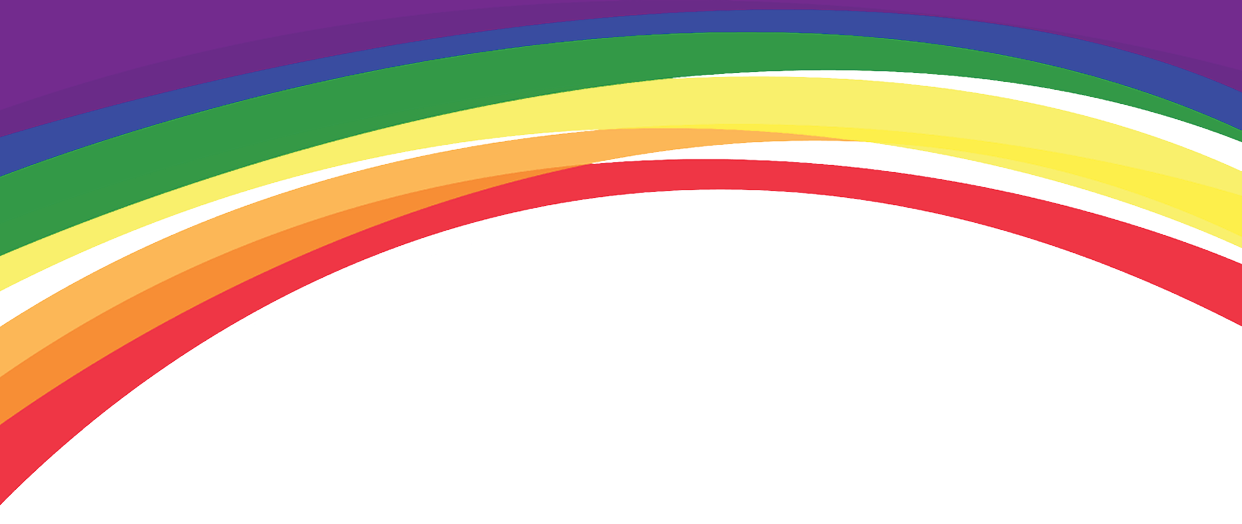 A rainbow colored stripe on a white background. Description generated by AI