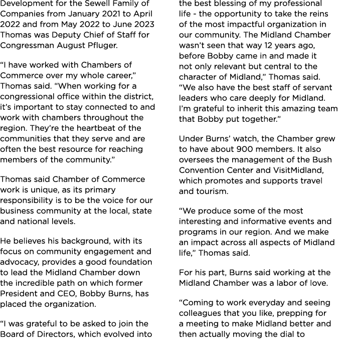 Development for the Sewell Family of Companies from January 2021 to April 2022 and from May 2022 to June 2023 Thomas ...