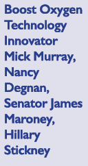 Boost Oxygen Technology Innovator Mick Murray, Nancy Degnan, Senator James Maroney, Hillary Stickney