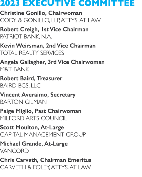 2023 Executive Committee Christine Gonillo, Chairwoman CODY & GONILLO, LLP, ATTYS. AT LAW Robert Creigh, 1st Vice Cha...