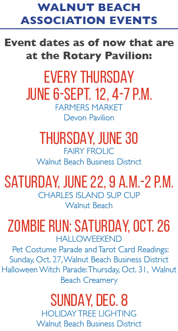 Walnut Beach Association Events Event dates as of now that are at the Rotary Pavilion: Every Thursday June 6 Sept. 12...
