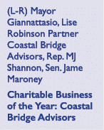 (L R) Mayor Giannattasio, Lise Robinson Partner Coastal Bridge Advisors, Rep. MJ Shannon, Sen. Jame Maroney Charitabl...