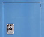 close up on blue lockers in the school