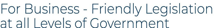 For Business Friendly Legislation at all Levels of Government