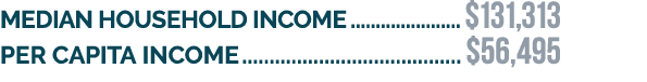 Median household income $131,313 Per capita income $56,495