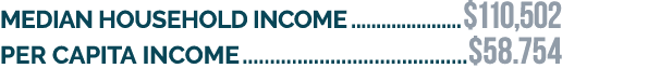 Median household income $110,502 Per capita income $58.754