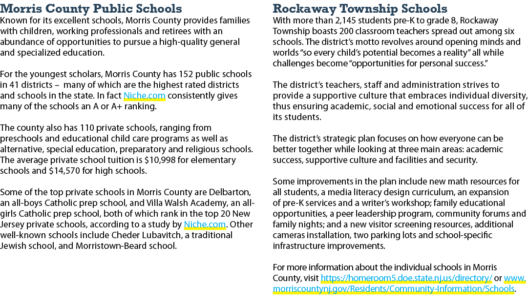 Morris County Public Schools Known for its excellent schools, Morris County provides families with children, working ...