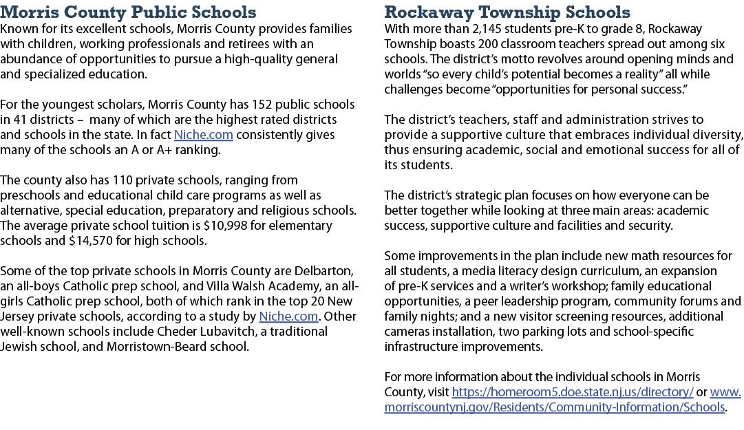 Morris County Public Schools Known for its excellent schools, Morris County provides families with children, working    
