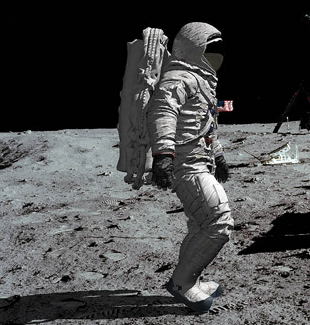 3D rendering  Astronaut walking on the moon  CG Animation  Elements of this image furnished by NASA  https:  www flickr com photos projectapolloarchive 21473302379 