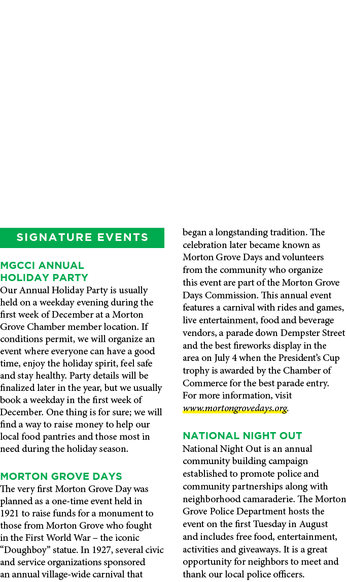 SIGNATURE EVENTS MGCCI ANNUAL HOLIDAY PARTY Our Annual Holiday Party is usually held on a weekday evening during the ...