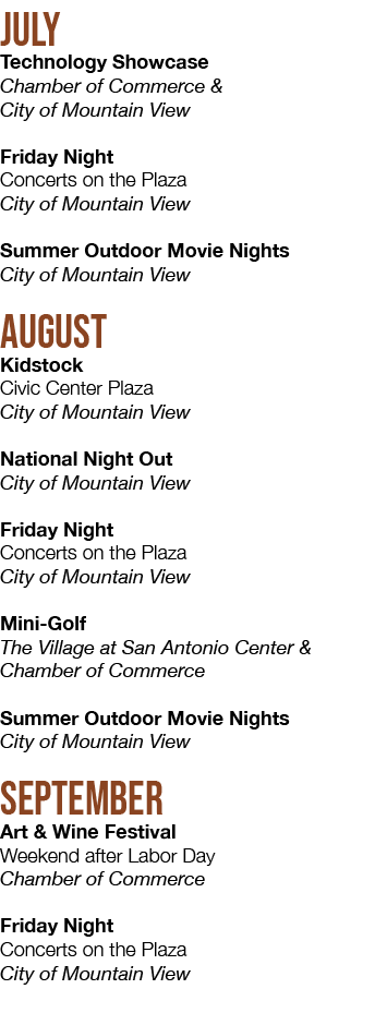 July Technology Showcase Chamber of Commerce & City of Mountain View Friday Night Concerts on the Plaza City of Mount...