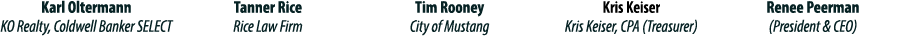 Karl Oltermann KO Realty, Coldwell Banker SELECT Tanner Rice Rice Law Firm Tim Rooney City of Mustang Kris Keiser Kri...