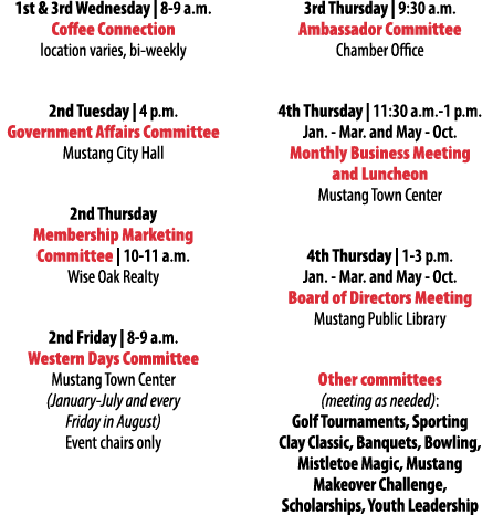 1st & 3rd Wednesday | 8 9 a.m. Coffee Connection location varies, bi weekly 2nd Tuesday | 4 p.m. Government Affairs C...