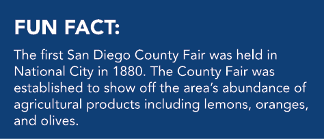 FUN FACT: The first San Diego County Fair was held in National City in 1880. The County Fair was established to show ...