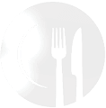 abstract cafe sign with plate, fork and knife