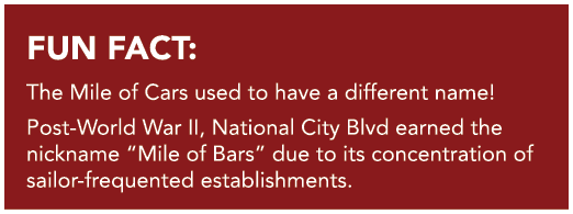 FUN FACT: The Mile of Cars used to have a different name! Post World War II, National City Blvd earned the nickname “...