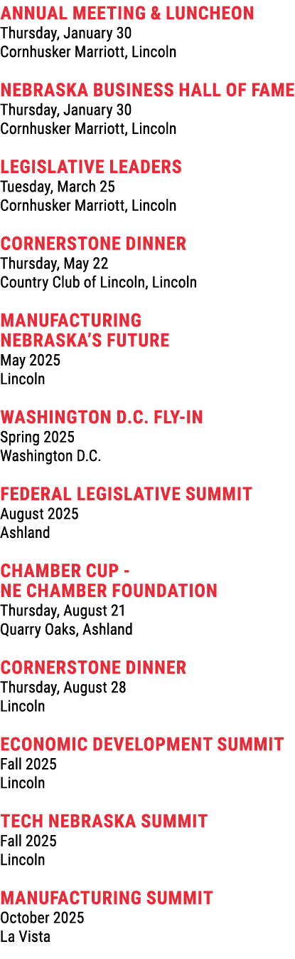 Annual Meeting & Luncheon Thursday, January 30 Cornhusker Marriott, Lincoln Nebraska Business Hall of Fame Thursday, ...