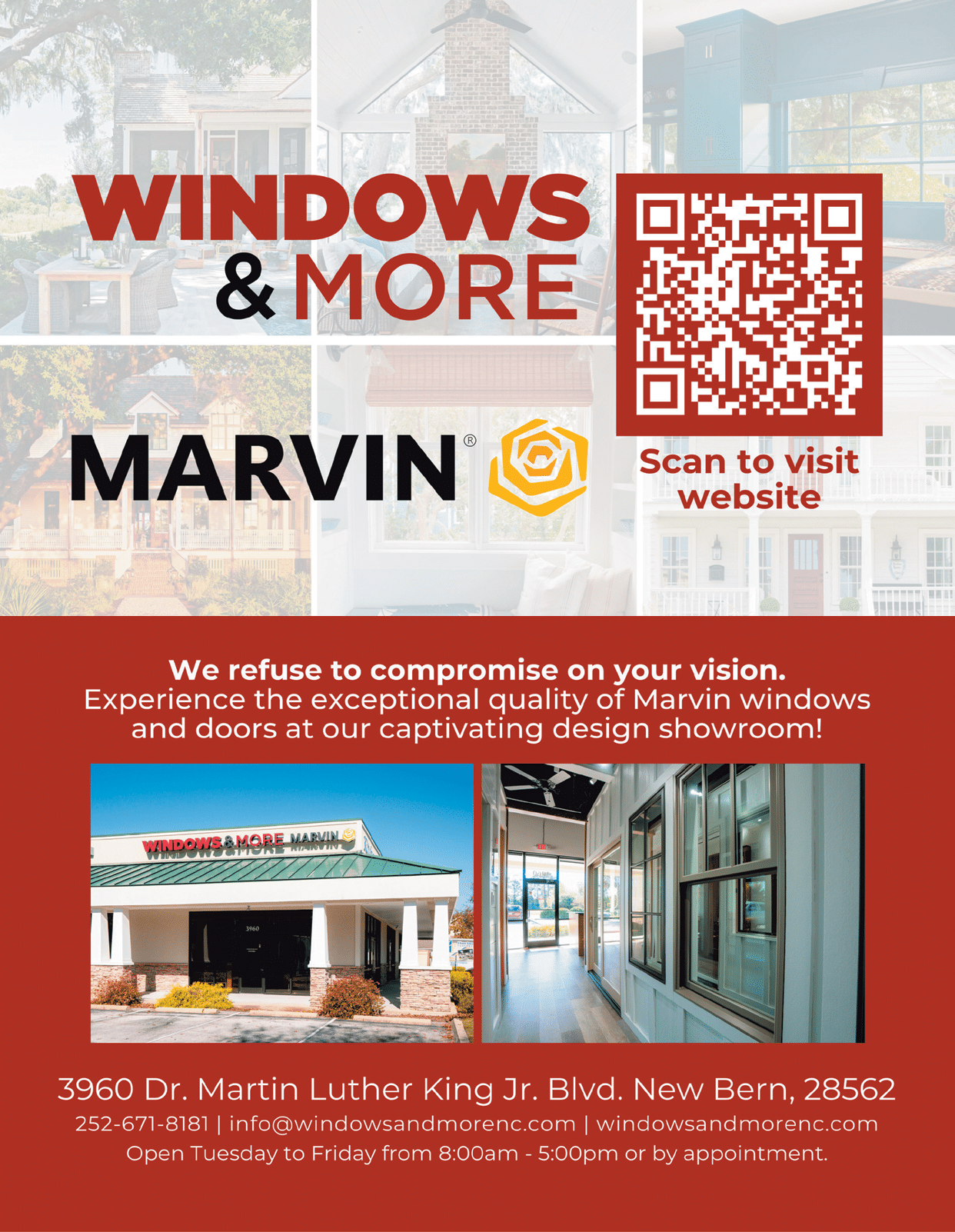 A flyer for a window and door company called Marvin. Description generated by AI