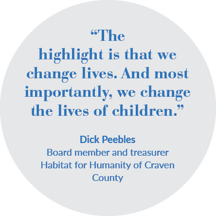  “The highlight is that we change lives. And most importantly, we change the lives of children.” Dick Peebles Board m...
