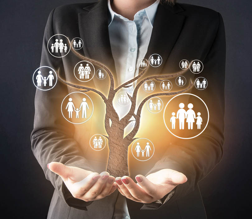 Customer care with family tree abstract concept